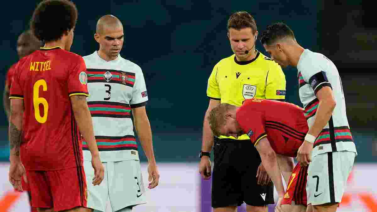 Бельгия – Португалия: де Брюйне не смог доиграть матч из-за травмы