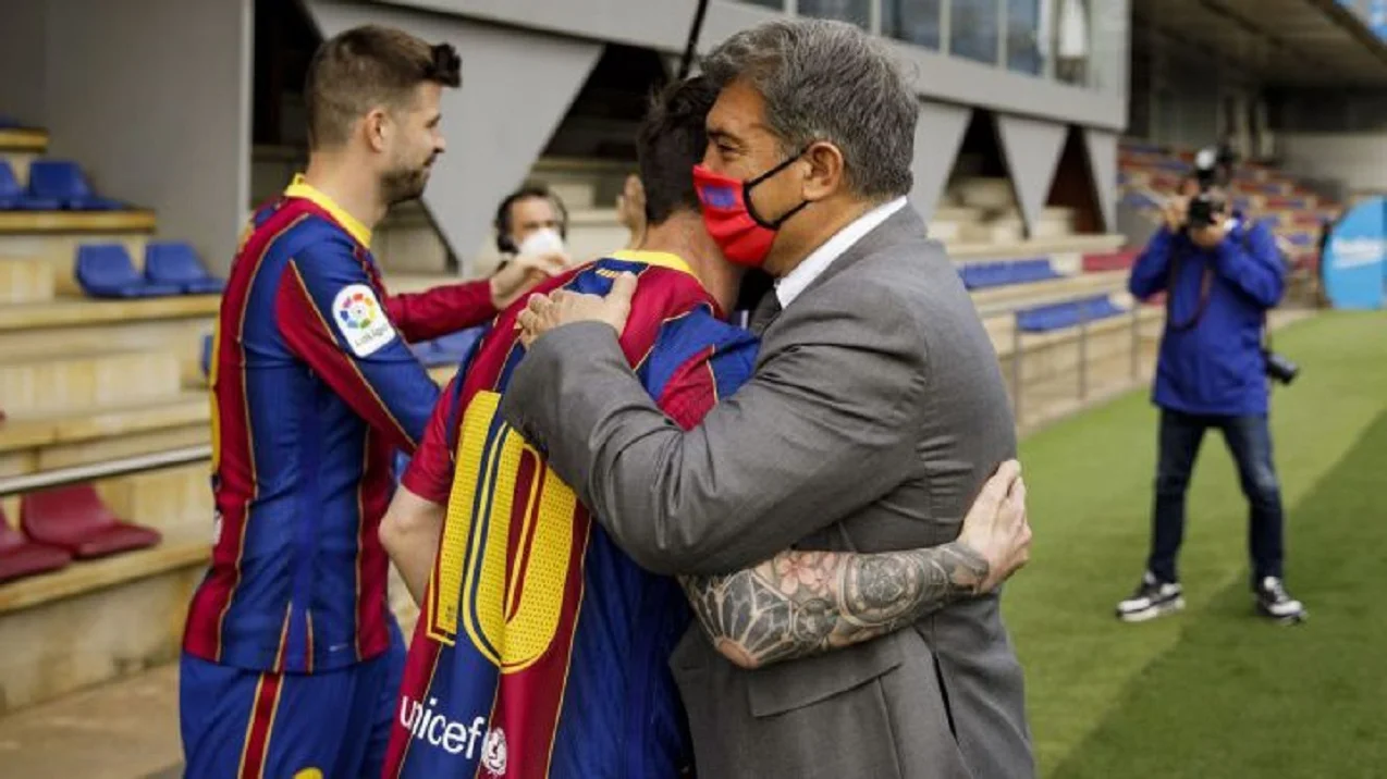 Месси и Лапорта / Сайт Барселоны