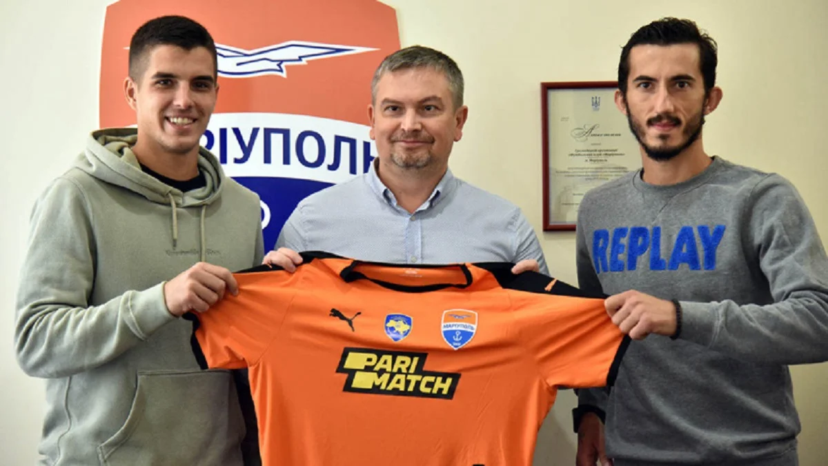 Петар Босанчич, Андрей Санин и Стефан Спировски / ФК Мариуполь