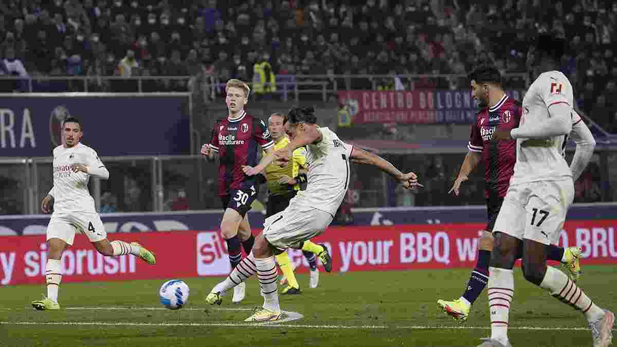 Результативная перестрелка с достижением Ибрагимовича в видеообзоре матча Болонья – Милан – 2:4