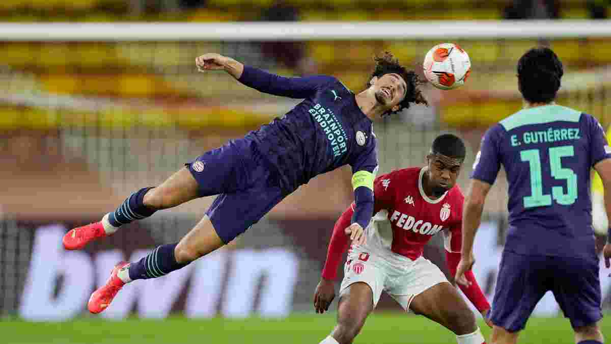 Лига Европы: Монако с ПСВ не выявили сильнейшего, Реал Сосьедад потерял с аутсайдером, Айнтрахт дожал Олимпиакос