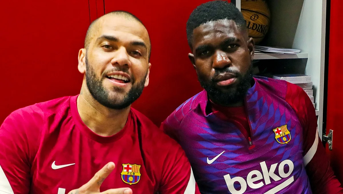 Дани Алвес и Самюэль Умтити / Twitter Барселоны