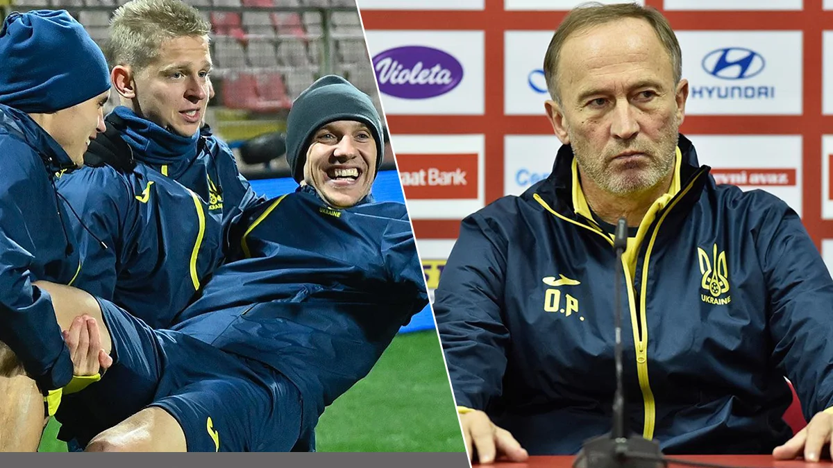 Игроки сборной Украины и Александр Петраков / Коллаж Футбол 24