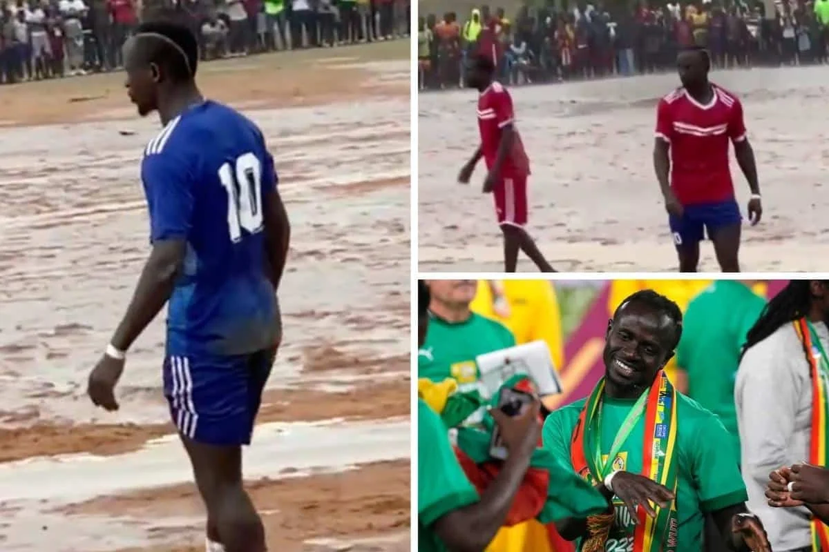 Садио Мане в матче на болоте