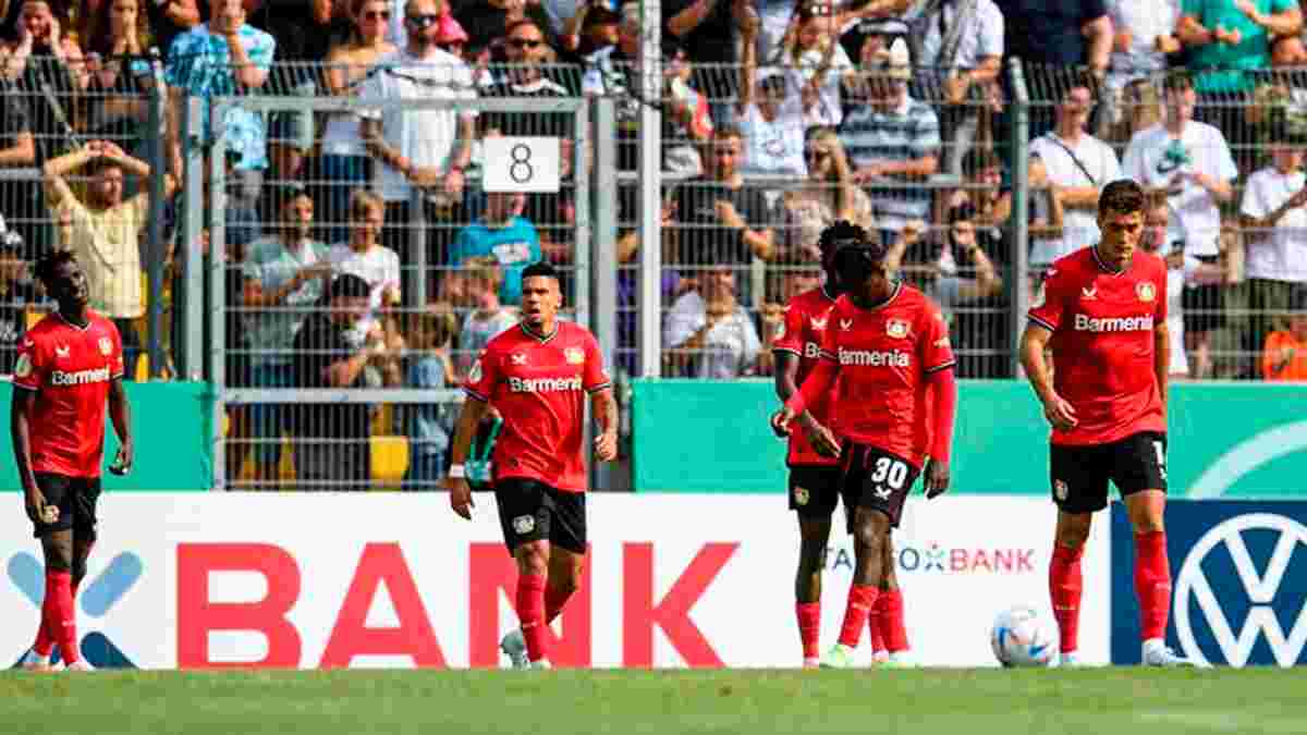 Байєр вилетів з Кубка Німеччини у першому ж матчі, пропустивши 4 голи від клубу третьої ліги – відеоогляд ганьби