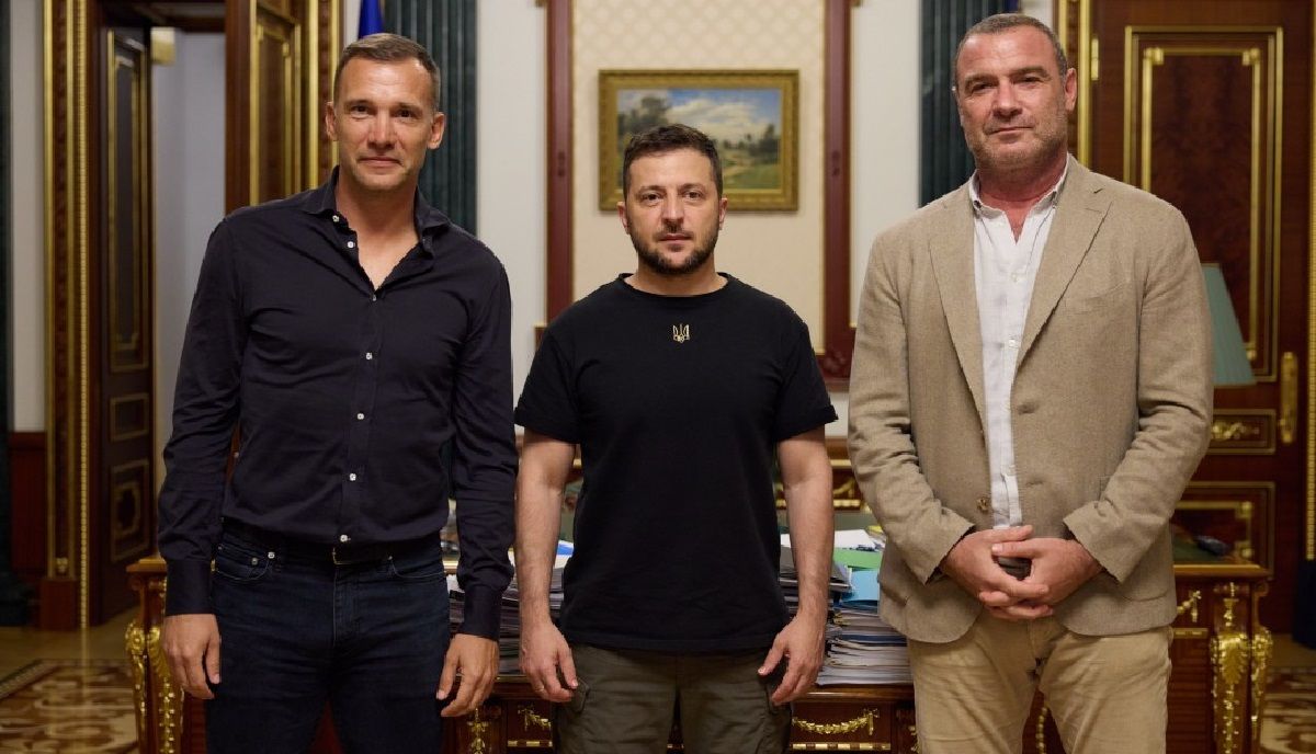 Андрій Шевченко, Володимир Зеленський і Лієв Шрайбер / Офіційний сайт Президента України