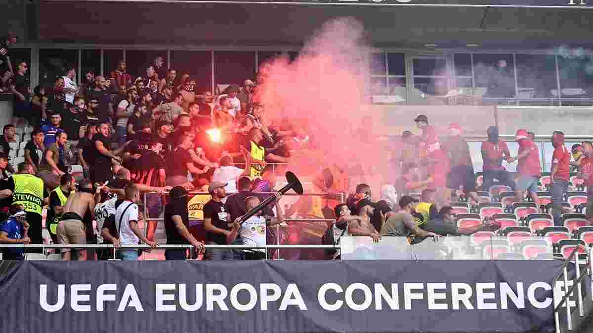 Немецкие фаны устроили беспорядок в Ницце – из-за массовой драки матч Лиги конференций перенесли