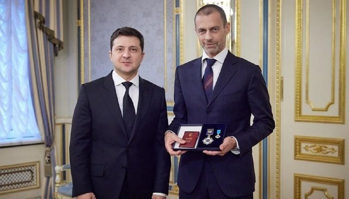 Володимир Зеленський і Александер Чеферін / УАФ