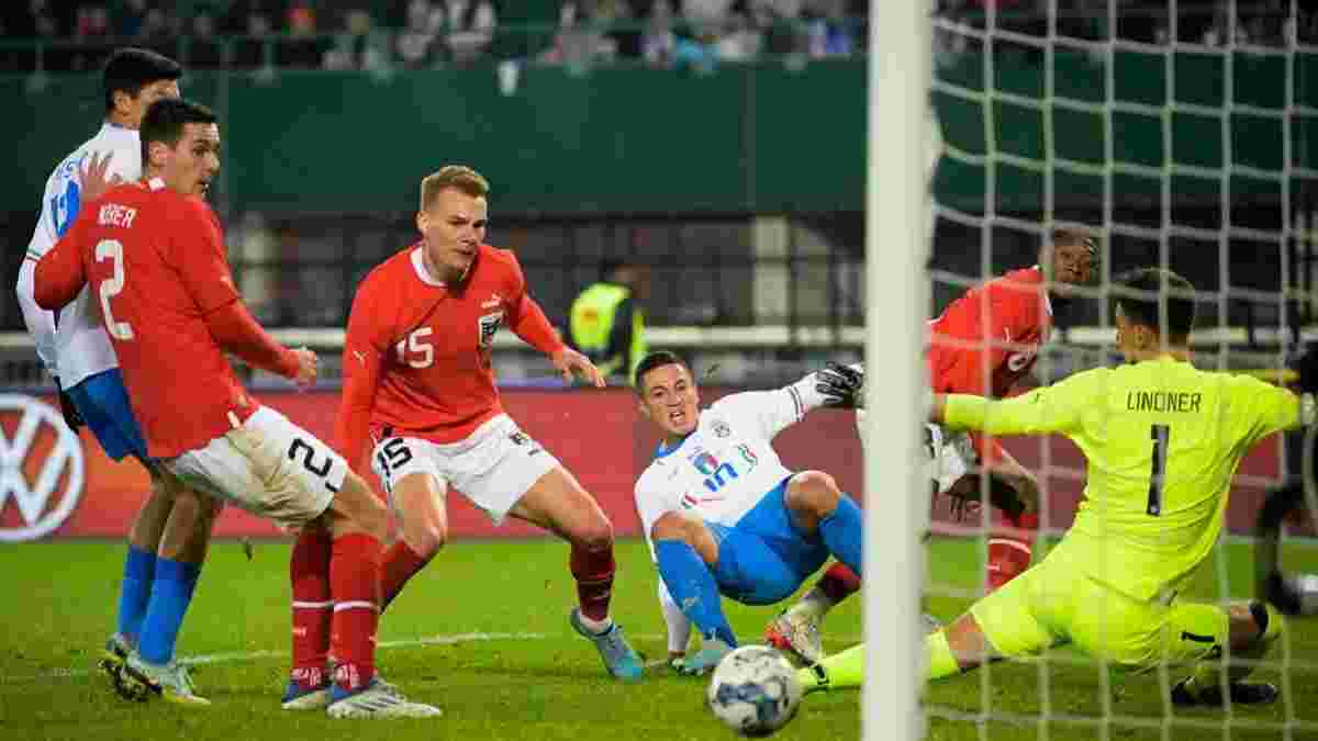 Досягнення Манчіні та шедевр Алаби у відеоогляді матчу Австрія – Італія – 2:0