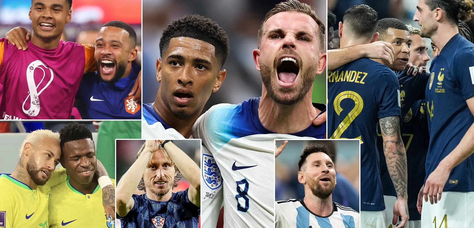ЧС-2022: Бразилія та Аргентина мають зустрітися у півфіналі, Англія здатна зупинити Францію? / колаж Daily Mail