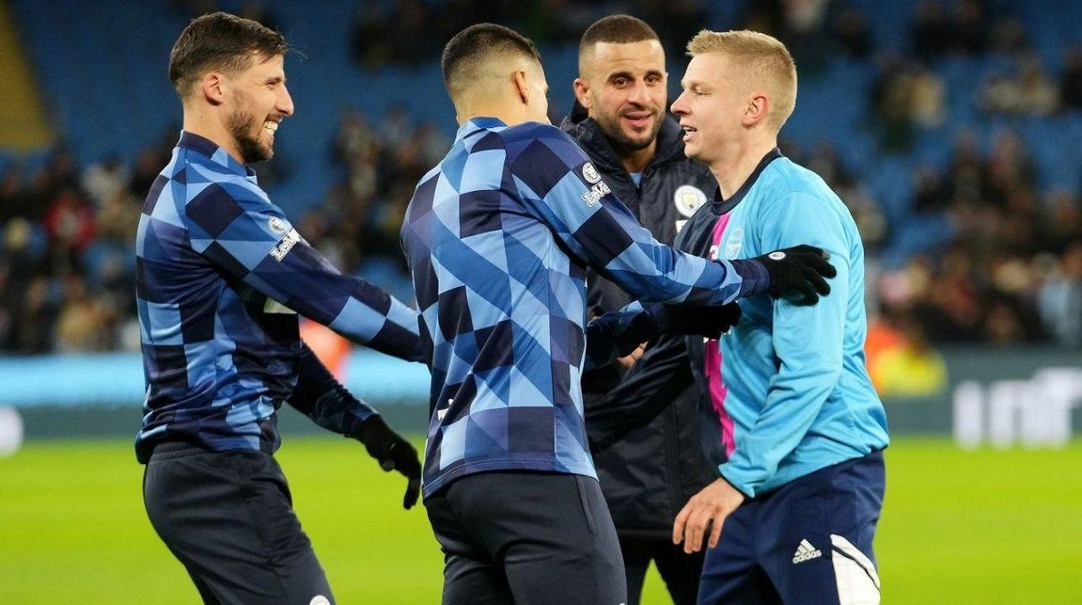 Олександр Зінченко з екс-партнерами по Манчестер Сіті / Getty Images