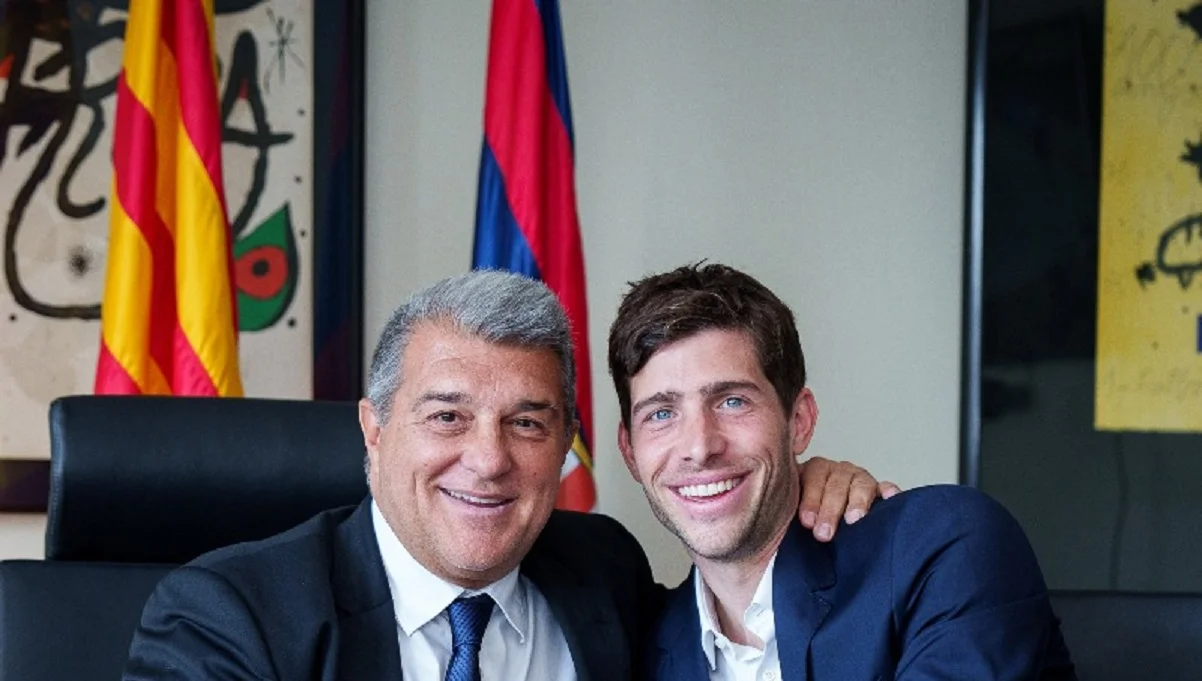 Лапорта и Серхи Роборто / фото: ФК Барселона