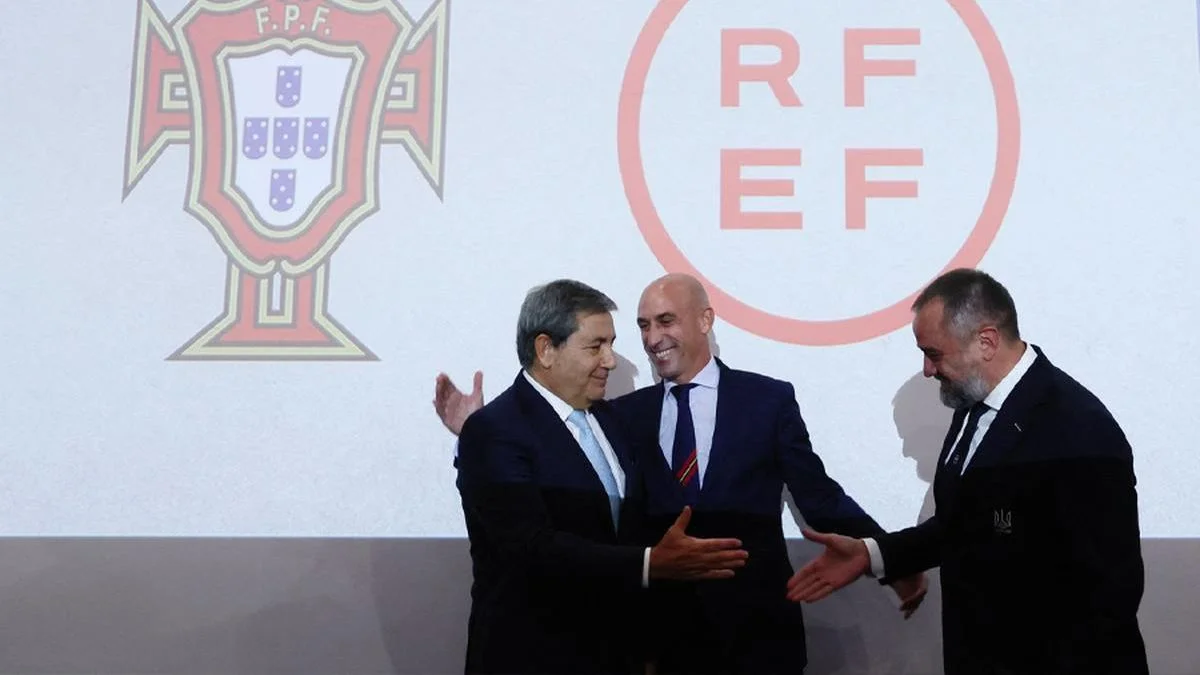 Андрей Павелко с президентами испанской и португальской Федераций / elcomercio.pe