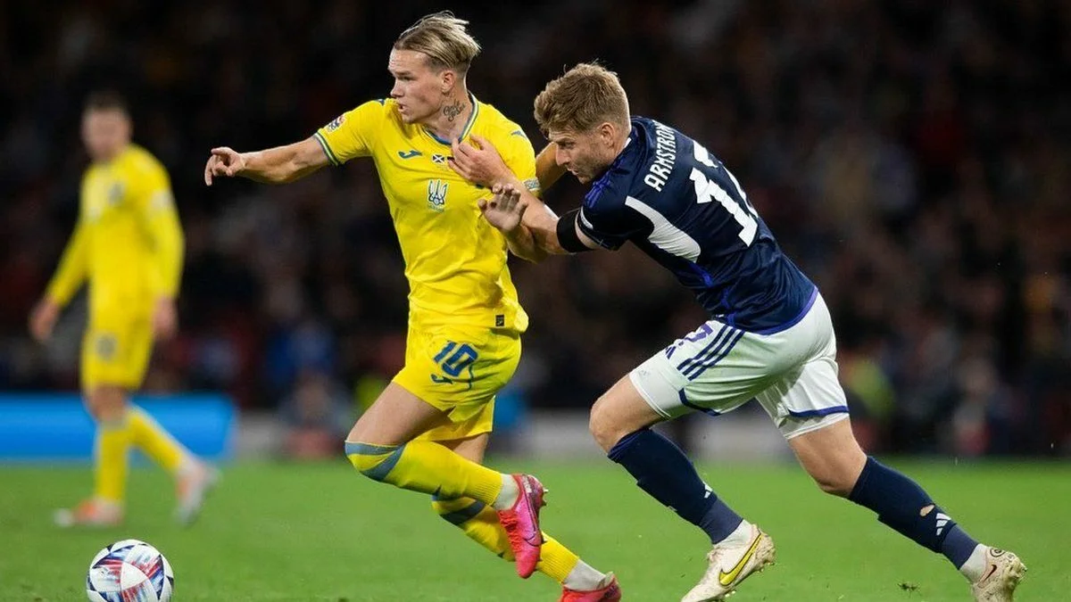 Михайло Мудрик у матчі збірної України / Getty Images