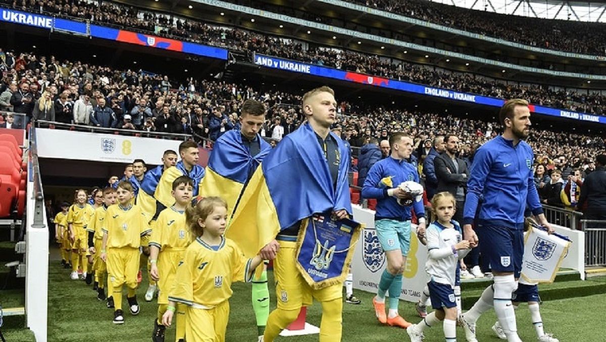 Сборная Украины на Уэмбли / Фото УАФ