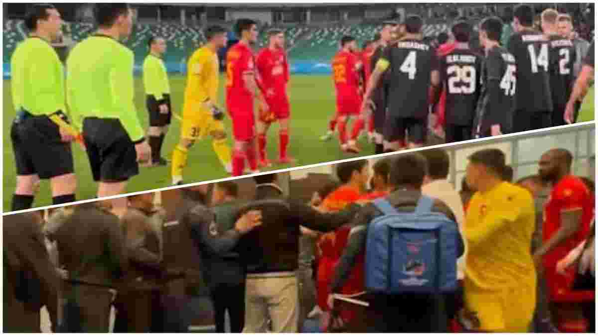 Стенка на стенку – видео массовой драки команд после матча в чемпионате Узбекистана