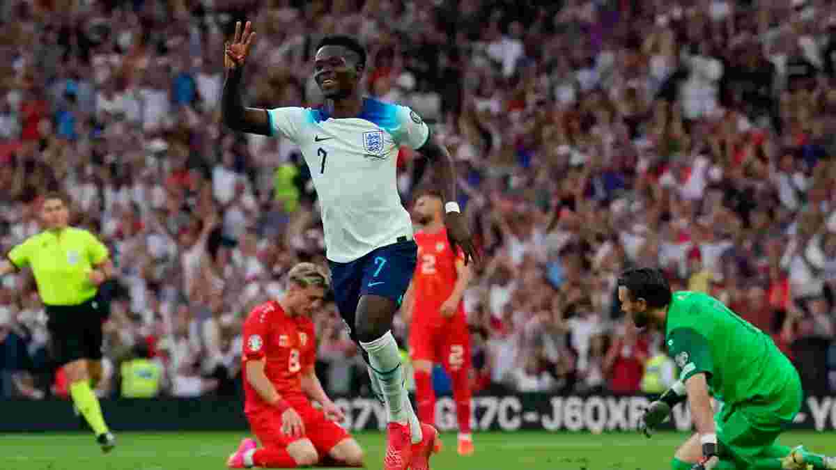 Англия нанесла Македонии крупнейшее поражение в истории – 7 голов, хет-трик Сака и 2+1 от Кейна запугивают Украину