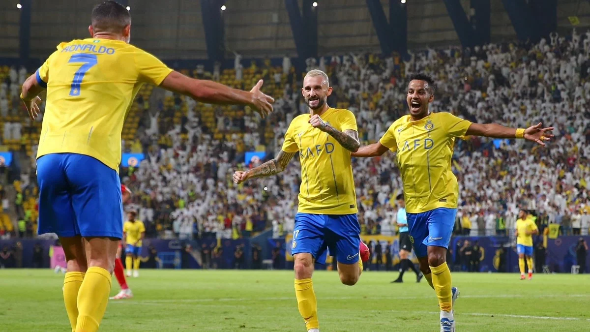 Роналду та Брозовіч святкують забитий гол / фото: ФК Аль-Наср