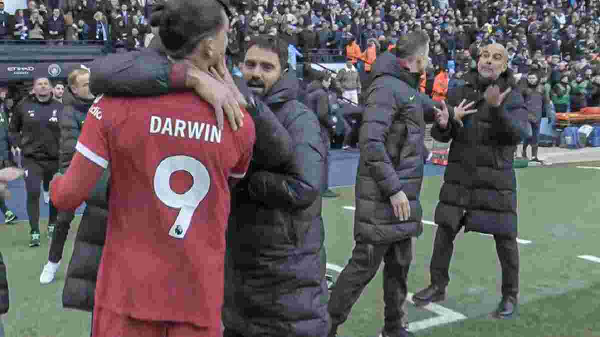 "Він просто сильніший за мене": Гвардіола відреагував на конфлікт із Дарвіном після матчу Манчестер Сіті – Ліверпуль