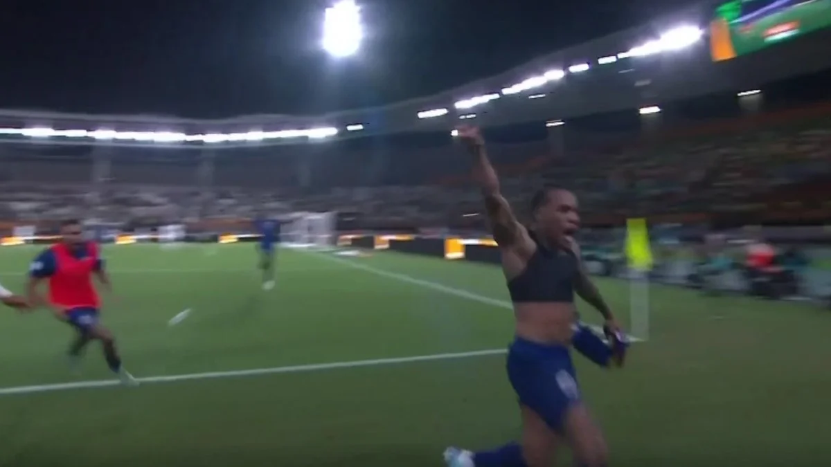 Гарри Родригес празднует забитый гол / скриншот