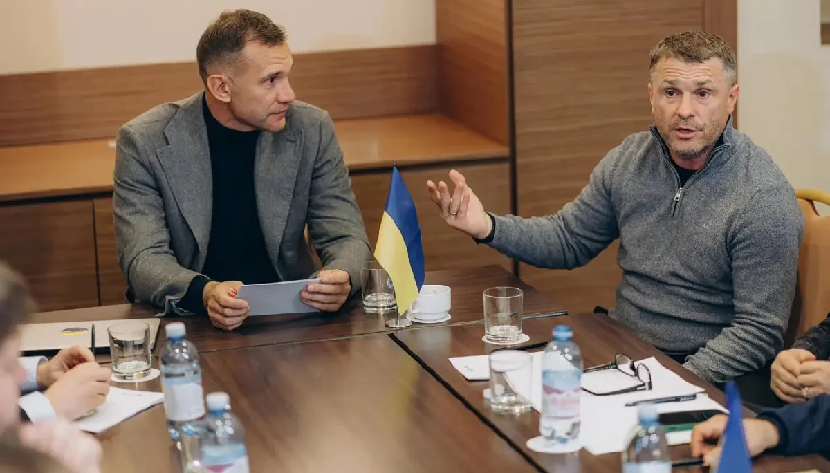 Президент УАФ Андрій Шевченко зі своїм віце-президентом Сергієм Ребровим / УАФ