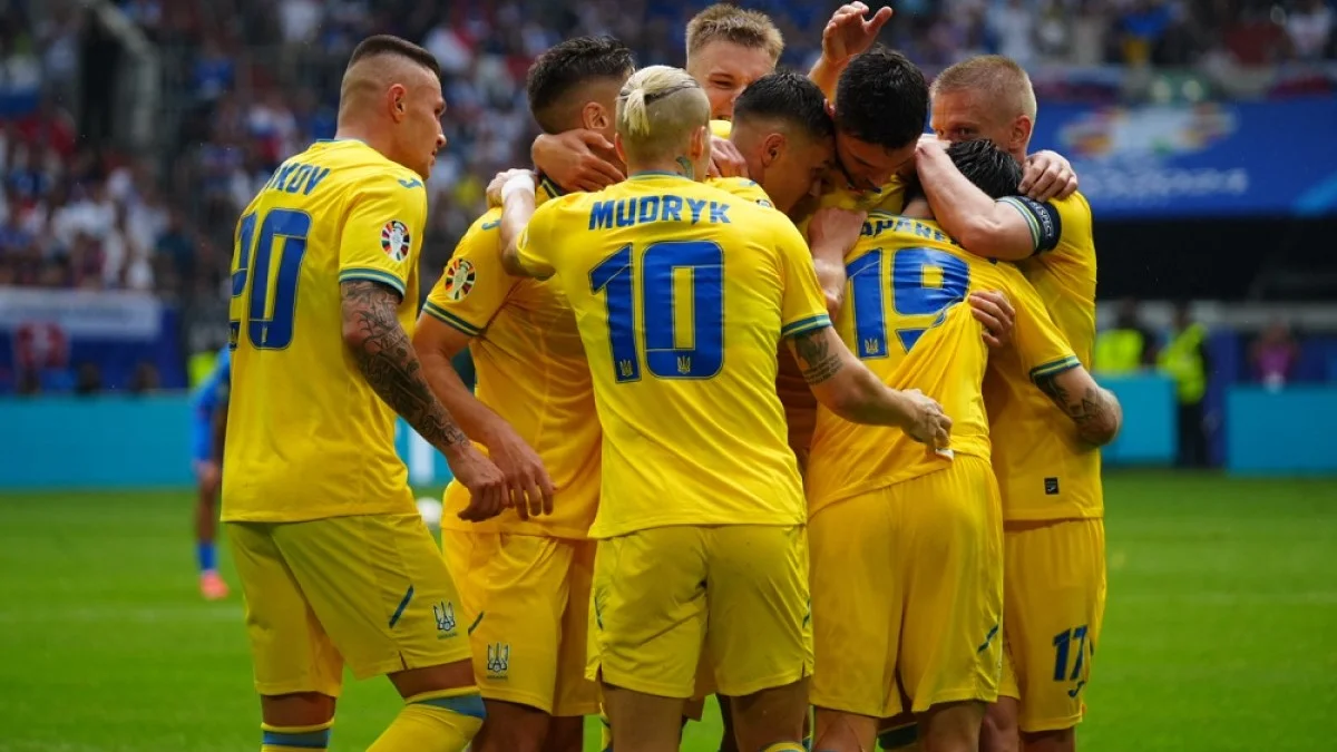 Радость игроков сборной Украины / фото: Андрея Ющака, УАФ