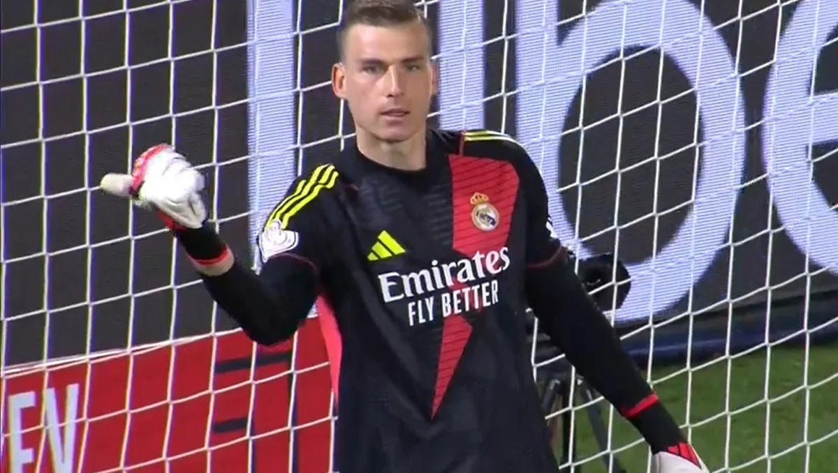 Андрій Лунін у кубковому матчі з Леганесом / Стоп-кадр з відео