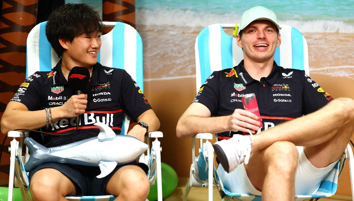 Юкі Цуноді і Марк Ферстаппен / Photo by Mark Thompson/Getty Images