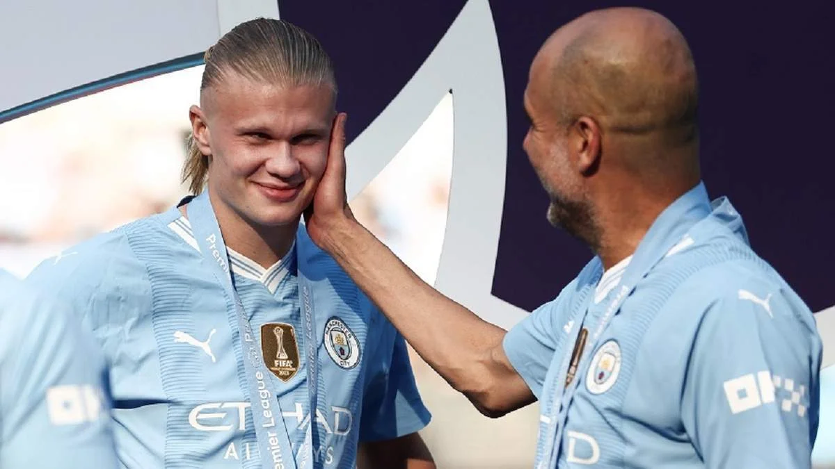 Эрлинг Холанд и Пеп Гвардиола / фото: Naomi Baker/Getty Images