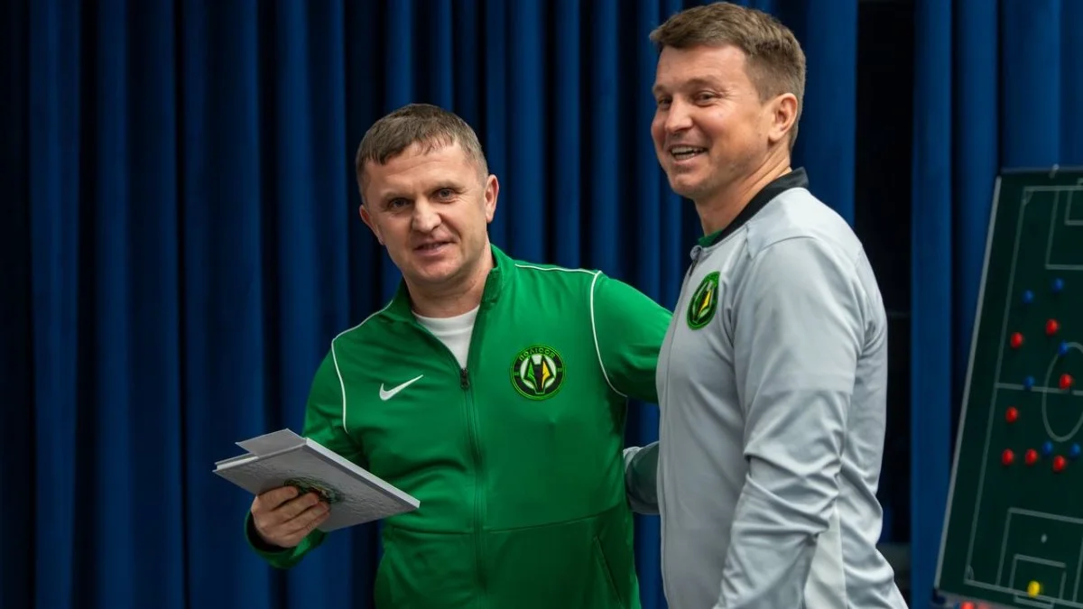 Евгений Гресь и Руслан Ротань / фото: ФК Полесье