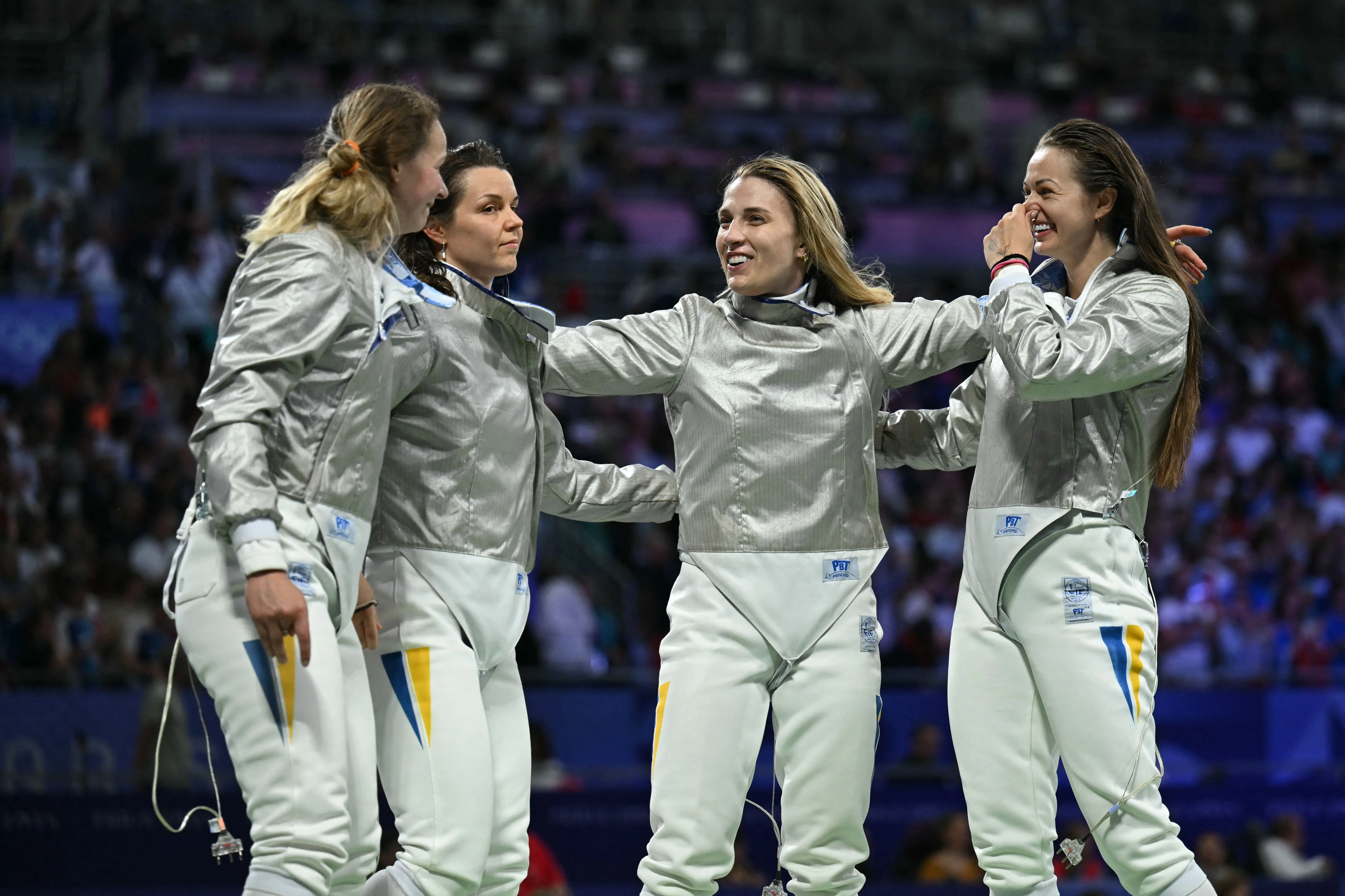 Олена Кравацька, Аліна Комащук, Юлія Бакастова та Ольга Харлан на Олімпіаді-2024 / Getty Images