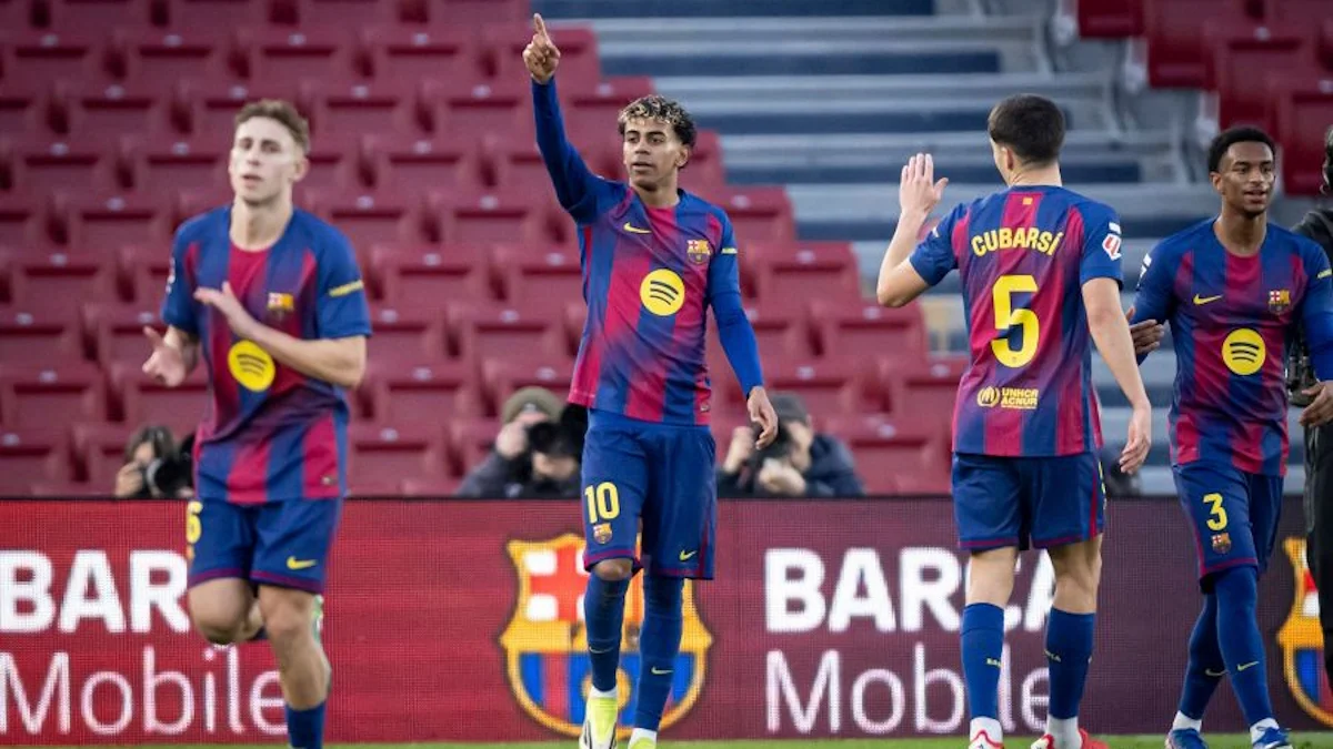 Ямаль святкує свій гол / фото: Ла Ліга