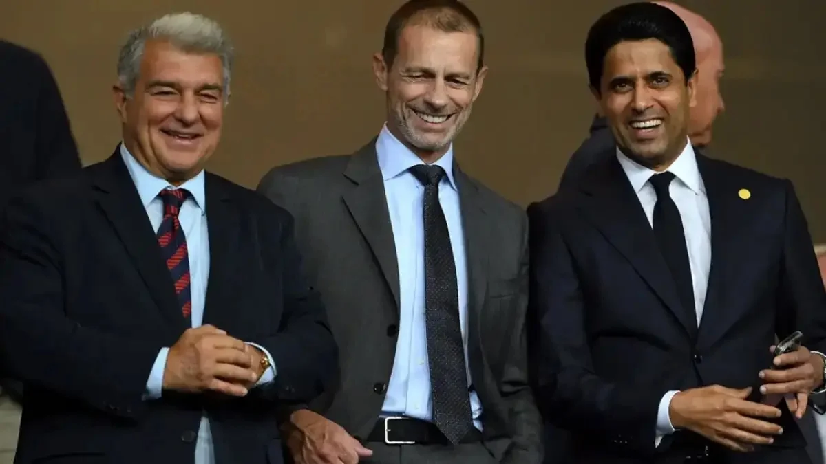 Жоан Лапорта, Александер Чеферин и Нассер Аль-Хелаифи / Mundo Deportivo