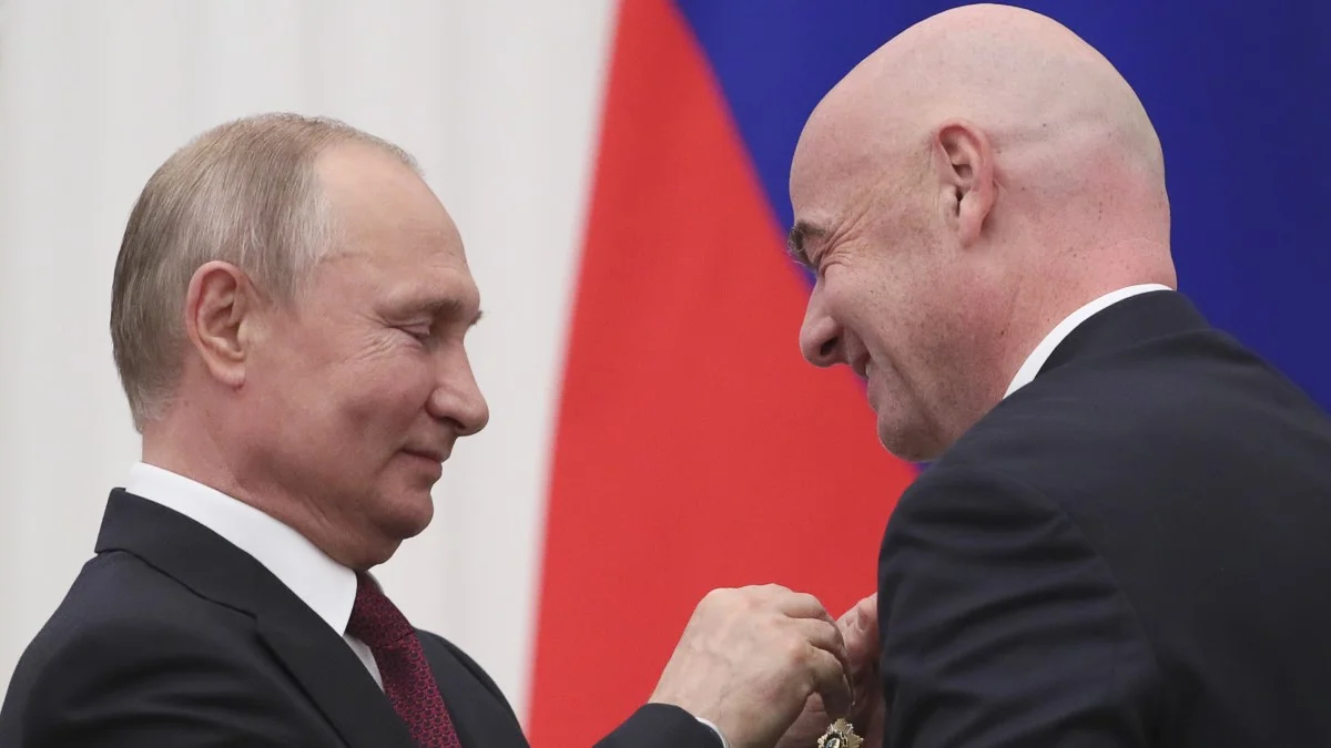 Володимир Путін та Джанні Інфантіно / Photo by EVGENIA NOVOZHENINA / POOL / AFP