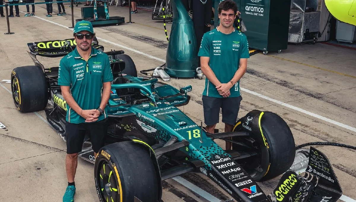 Фернандо Алонсо и Лэнс Стролл возле болида Астон Мартин / Официальный сайт Астон Мартин
