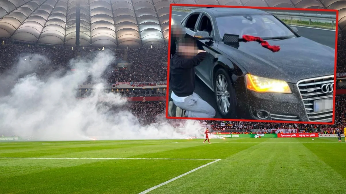 Болельщики на Национальном стадионе ПГЕ и момент ареста албанцев / newspix.pl