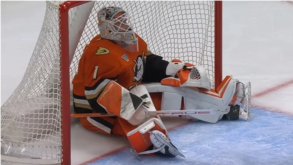 Воротар Анахайма Лукаш Достал / Скріншот