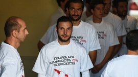 "Мы из Грузии и наша страна оккупирована Россией", – команда экс-карпатовца вышла на матч в специальных футболках "Мы из Грузии и наша страна оккупирована Россией", – команда экс-карпатовца вышла на матч в специальных футболках